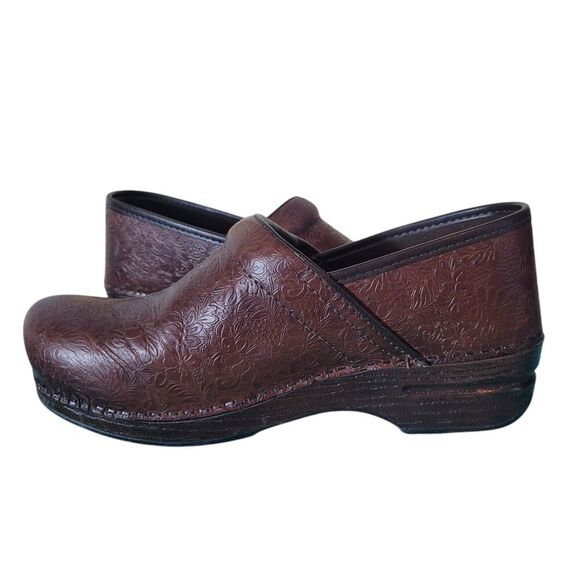 Dansko Leather Tooled Comfort Shoes Women's Size 40 US 9 Brown Nursing Waitress - Picture 2 of 9